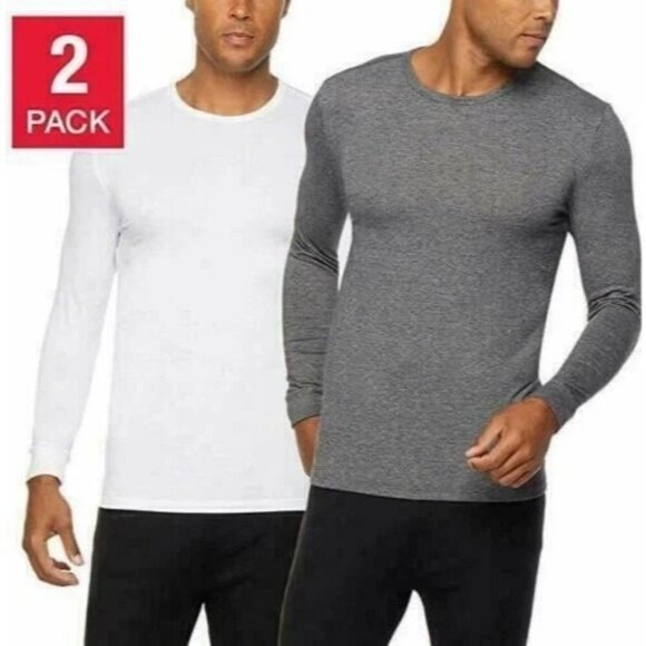 NEW 32Degrees Heat Mens XL 2 Pack Long Sleeve Crew Neck White & Gray Thermal - Picture 1 of 3